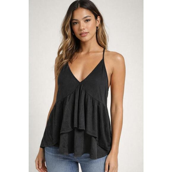 Halara Tops - NWT Halara Ribbed Flowy Top Black Lightweight Swing Cami Size Small